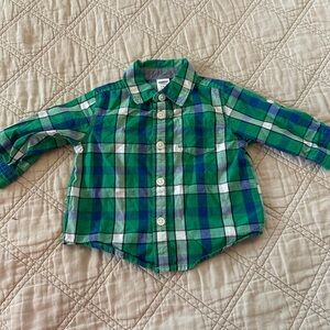 Old Navy Green and Blue Plaid Button Down Shirt